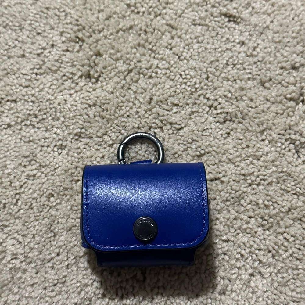 Blue Leather Coach AirPods Pouch